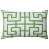 Embroidered Geometric Rectangular Throw Pillow, Green