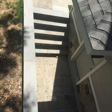 Stone Wall in Chevy Chase MD, 2 Inch Thermal Cut Sill Caps and Flagstone Walk