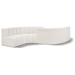 Meridian Furniture - Arc Boucle Fabric Upholstered 6-Pc. Facing Modular Sectional, Cream - Give your living room or den the perfect blend of style and versatility with this Arc boucle fabric curved modular Sectional. Part of the Arc modular furniture collection, this Sectional comes upholstered in rich cream boucle fabric and features deep channel tufting that adds a touch of luxury while enhancing comfort and support. A seamless combination of form and function, this chair can be used with other Arc pieces to create a myriad of configurations in your well-curated room.