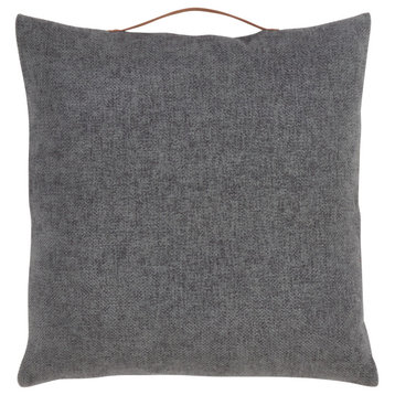 Handle Design Chenille Throw Pillow, Slate, 18", Poly Filled