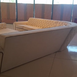 Grand white diamond tufted sectional - Sectional Sofas