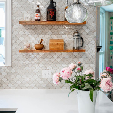 Cozy white and green kitchen