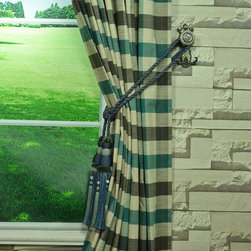 Paroo Cotton Blend Blod-scale Check Concealed Tab Top Curtains & Drapes Tassel T - Curtains