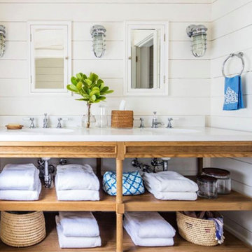 Nautical Bathroom with Classic Bulkhead Sconces