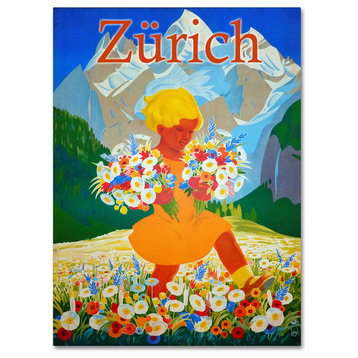 Vintage Apple Collection 'Zurich Travel' Canvas Art, 32x24