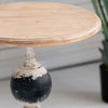 A&B Home Distressed White Side Table With Wood Top D18.5x23"