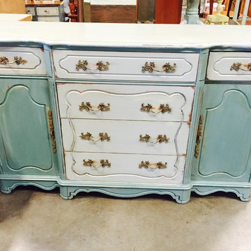 A restored buffet we did. Love the colors.