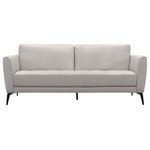 Armen Living - Hope Contemporary Sofa, Genuine Dove Gray Leather With Black Metal Legs - The Armen Living Hope contemporary genuine leather sofa is truly a fashion forward piece perfect for any modern home. The Hope features an elegantly upholstered genuine cowhide leather frame that is brilliantly supported by highly resilient foam and Dacron fiber padding. The interior padding of the Hope prevents the sofa's leather upholstery from wrinkling and cracking through prolonged use. The Hope's unique style is accentuated by its beautifully tufted seat and durable black metal legs. Exceptionally comfortable and aesthetically pleasing, the Hope sofa is perfect for the living room and ideal when paired with the Hope chair and loveseat. The Hope's premium genuine cowhide leather is available in Gray.