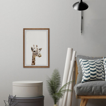 "Giraffe Close-up" Framed Painting Print