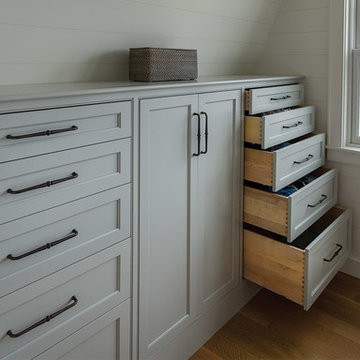 Built-in drawers in a seaside vacation home