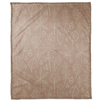 Dusty Rose Leaf Pattern 50x60 Coral Fleece Blanket
