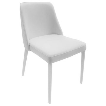 Philena Dining Chair, White Italian Top Grain Leather