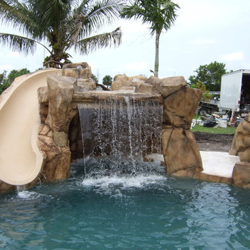 Custom Rock Waterfall with Small Rock Cave and Rock Slide