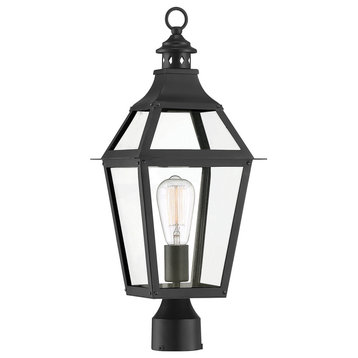 Jackson Black With Gold Highlighted 1-Light Outdoor Post Lantern, 9x23