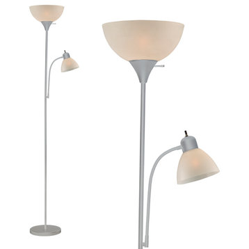 Floor Lamp with Reading Light by LightAccents, Silver, 2-Lights