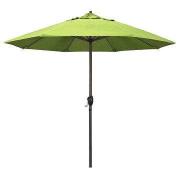 9' Bronze Auto-tilt Crank Lift Aluminum Umbrella, Sunbrella, Parrot