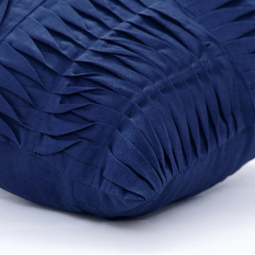 Blue Textured Pintucks 16"x16" Cotton Linen Pillows Cover, Navy Knight