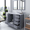 Caroline Avenue 48" Single Vanity in Gray with Marble Top, Square Sink, Mirror