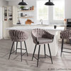 Braided Matisse Counter Stool, Black Metal With Gray Faux Leather/Gray Fabric