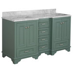 Kitchen Bath Collection - Nantucket 60" Bath Vanity, Sage Green, Carrara Marble, Double Vanity - The Nantucket: timeless and classic.
