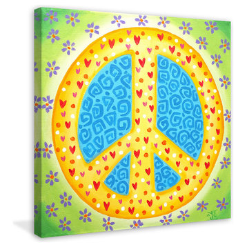 Marmont Hill, "Flower Power Peace" by Nicola Joyner on Wrapped Canvas, 40x40