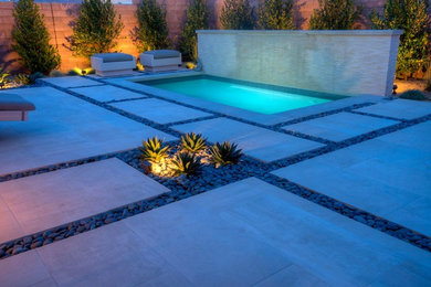 Inspiration for a large contemporary backyard patio in Orange County with concrete slab and no cover.