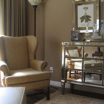 Transitional Living Room Designanimal print chaires,