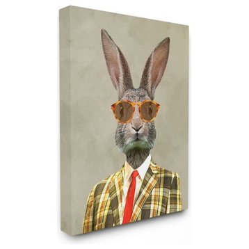 Vintage Rabbit Man Portrait, Canvas, 24"x30"