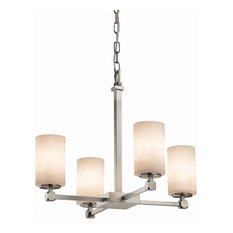 Justice Design Clouds Tetra 4-Light Chandelier, Cylinder Flat Rim, Clouds, LED