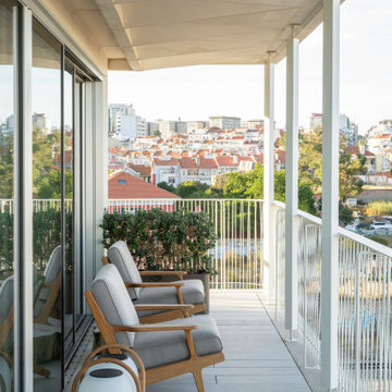 Balcony with Outdoor Armchairs and Lisbon Skyline, Lisbon