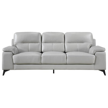 Pemberly Row Leather Match Sofa in Silver Gray