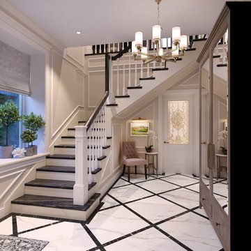 Foyer Option B. Traditional style private residence.