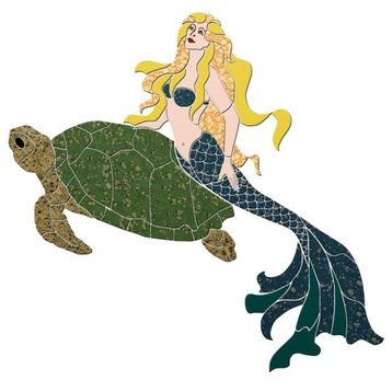 Mermaid & Turtle Ceramic Swimming Pool Mosaic 48"x46"