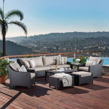 Deco™ 8pc Sofa & Club Chair Deep Seating Set with Slate Grey Cushions by RST Bra