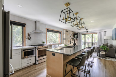 Example of a small minimalist kitchen design in Denver