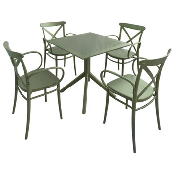 Cross XL Patio Dining Set With 4 Chairs Olive Green