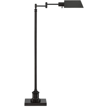 Traditional Pharmacy Floor Lamp, Adjustable Swing Arm, Dark Bronze