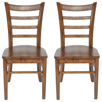 Wagner Rubberwood Dining Chairs, Set of 2, Antique Brown Wood