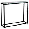 Sandor Console Table With Clear Tempered Glass Top and Black Frame