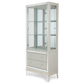 Hollywood Loft Glass Curio Cabinet with LED Lighting -  Frost