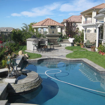Pool scape with fireplace