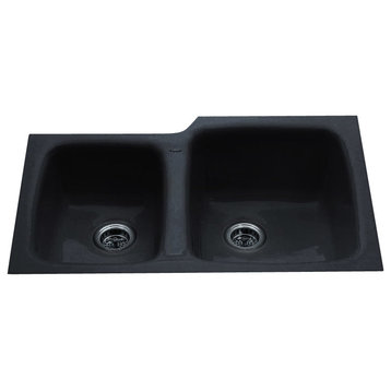High-Low Double Bowl - Easy install No Hole Undermount