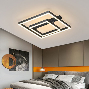 Nordic Square LED Ceiling Light For Living Room, Dining Room, L19.7xw19.7xh3.9", Warm Light