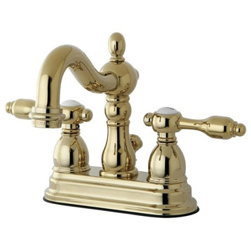 Tudor Polished Brass 4" Center Lavatory Faucet With Retail Pop-Up KB1602TAL