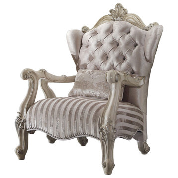 Versailles Chair With 1 Pillow, Ivory Fabric and Bone White