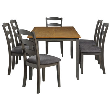 West Lake 66� 7-Piece Dining Table Set, Antique Natural Top/Gray Base