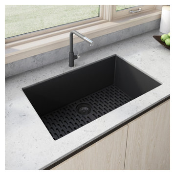 33-inch inch Granite Composite Undermount Sink - Midnight Black - RVG2080BK