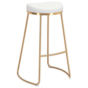 Bree Faux Leather Bar Stool White 30.5" (Set of 2)