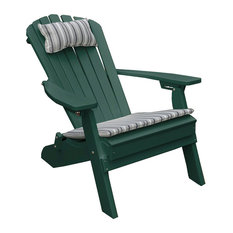 Outdoor Poly Lumber Folding and Reclining Adirondack Chair, Turf Green
