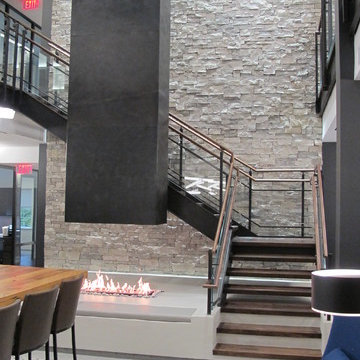 Custom 4 Sided Open Gas Fireplace by Acucraft for Atlas Holdings LLC - Corporate